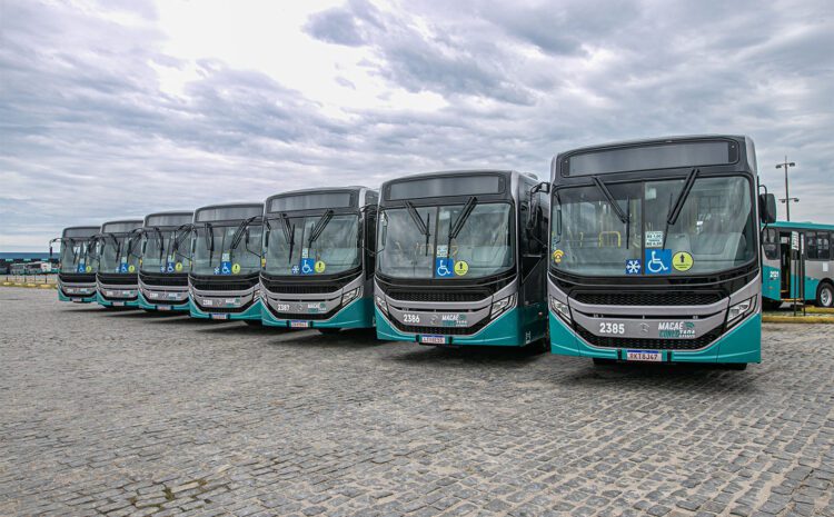 Nova frota de ônibus da SIT, visita da equipe da Mobilidade Urbana. Macaé/RJ.